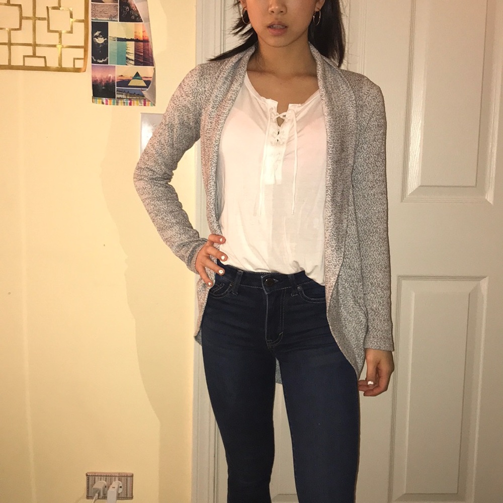 Gray knit cardigan